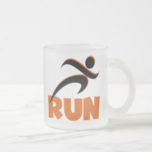 RUN Orange Frosted Glass Coffee Mug