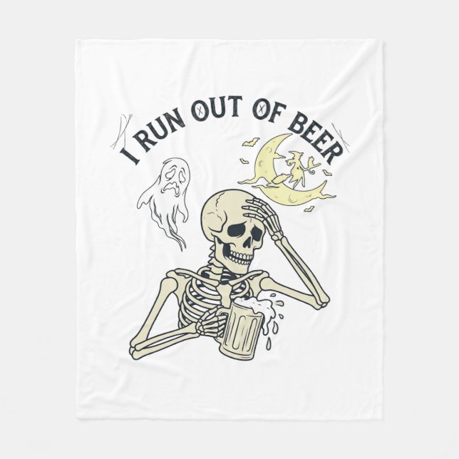 Run Out Beer Skeleton Ghost Moon Halloween_1 Fleece Blanket (Front)