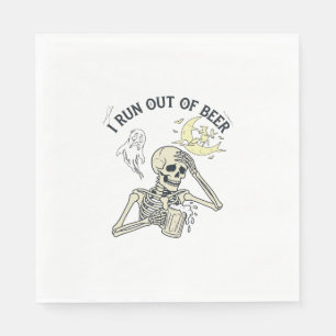 Run Out Beer Skeleton Ghost Moon Halloween_1 Napkin