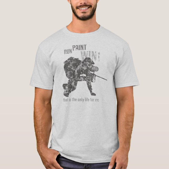 Run... Paint... Win! Distressed Paintball T-Shirt (Front)