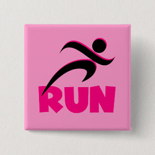 RUN Pink 15 Cm Square Badge