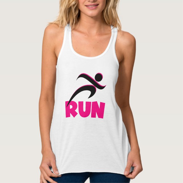 RUN Pink Fitness Running Singlet (Front)