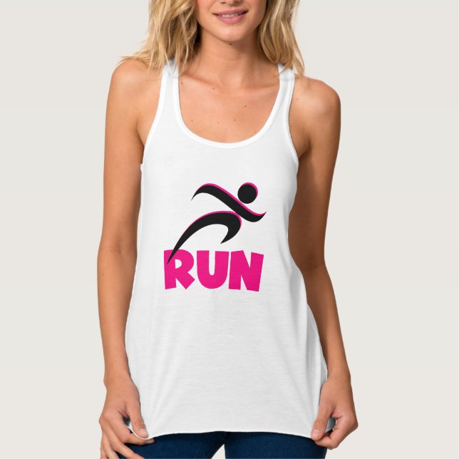 RUN Pink Fitness Running Singlet (Front)