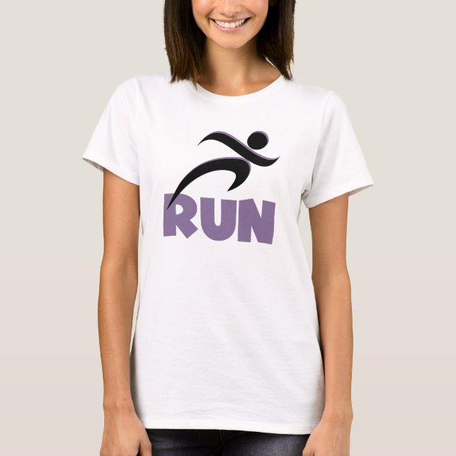 RUN Purple Running Fitness T-Shirt (Front)