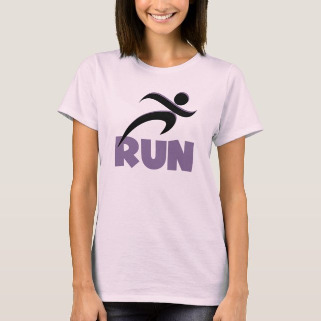 RUN Purple Running Fitness T-Shirt (Front)