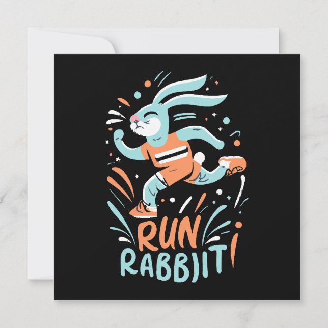 run rabbit marathon runner bunny cute (Front)