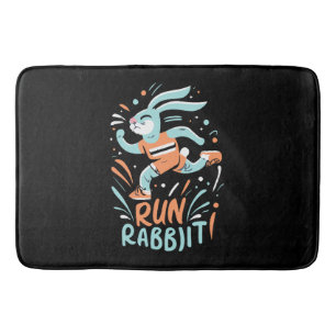 run rabbit marathon runner bunny cute bath mat