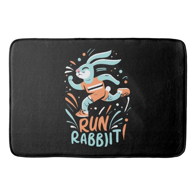 run rabbit marathon runner bunny cute bath mat (Front)