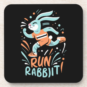 run rabbit marathon runner bunny cute coaster