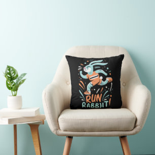 run rabbit marathon runner bunny cute cushion