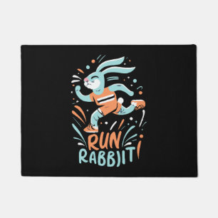 run rabbit marathon runner bunny cute doormat