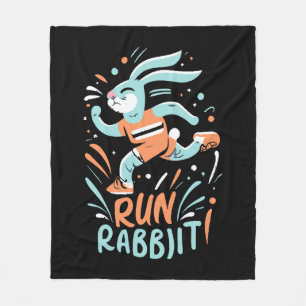 run rabbit marathon runner bunny cute fleece blanket