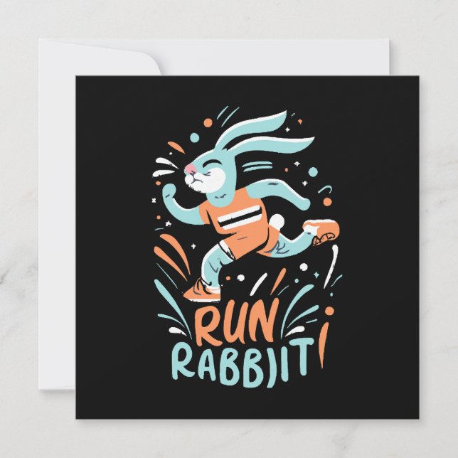 run rabbit marathon runner bunny cute invitation (Front)