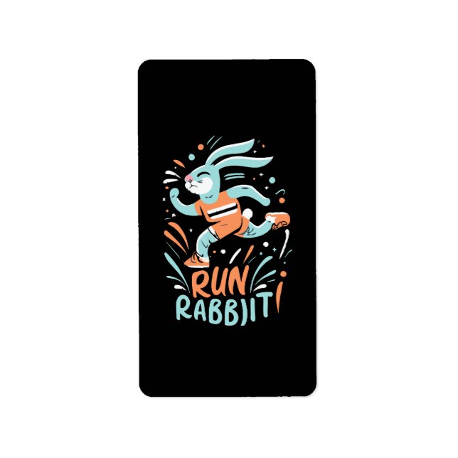 run rabbit marathon runner bunny cute label (Front)
