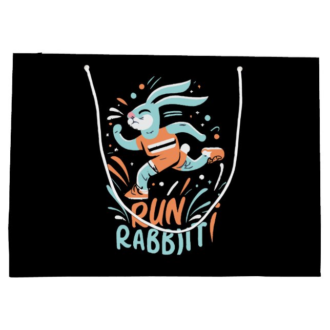 run rabbit marathon runner bunny cute large gift bag (Back)