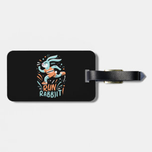 run rabbit marathon runner bunny cute luggage tag