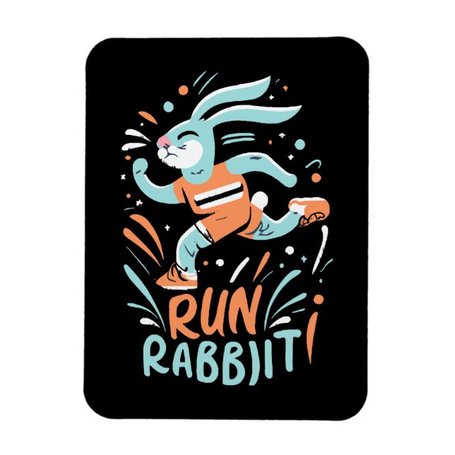 run rabbit marathon runner bunny cute magnet (Vertical)