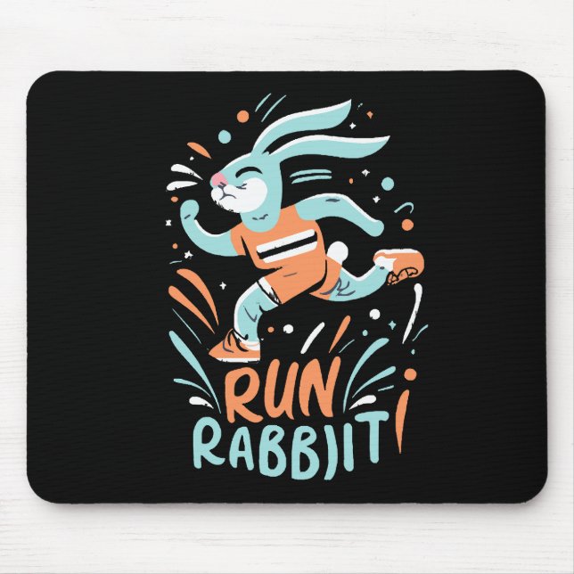 run rabbit marathon runner bunny cute mouse pad (Front)