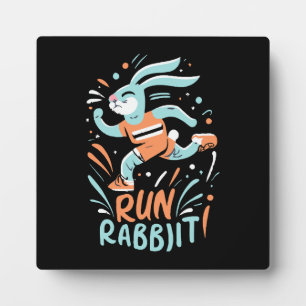 run rabbit marathon runner bunny cute plaque