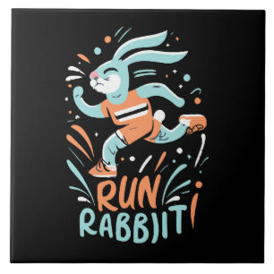 run rabbit marathon runner bunny cute tile