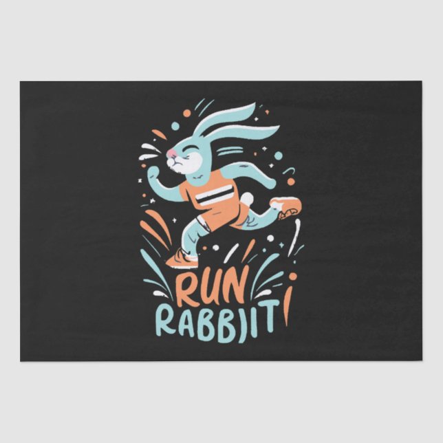 run rabbit marathon runner bunny cute tissue paper (Front)