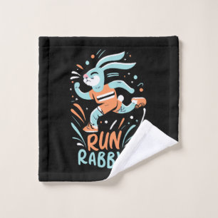 run rabbit marathon runner bunny cute wash cloth