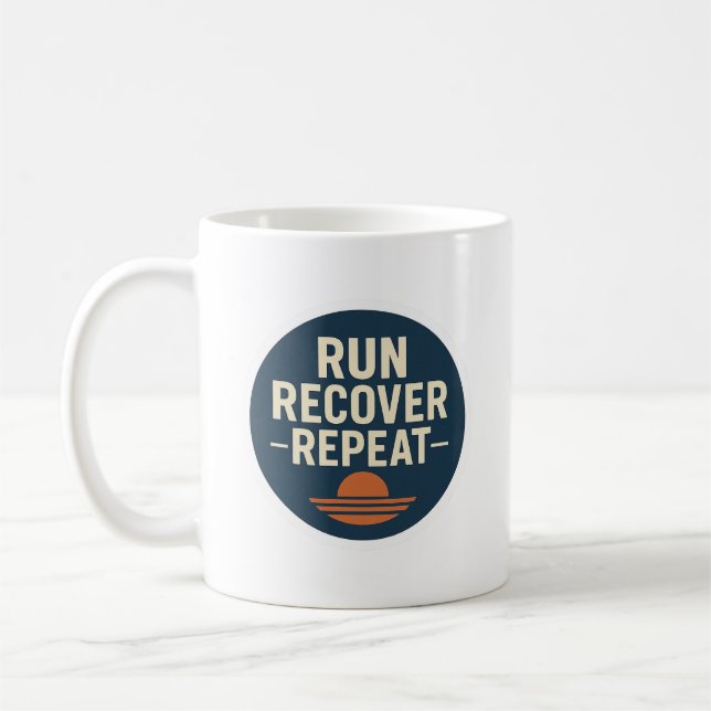 Run. Recover. Repeat. – Running Lifestyle Mug (Left)