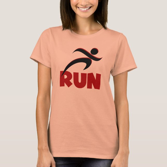 RUN Red Fitness Running T-Shirt (Front)
