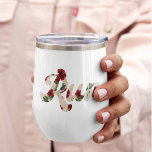 RUN Retro Type Vintage Rustic Red Floral Pattern 