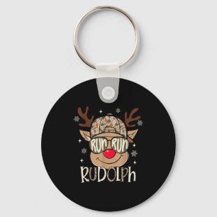Run Rudolph Santa's Reindeer Christmas Camo Boys T Key Ring