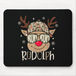 Run Rudolph Santa's Reindeer Christmas Camo Boys T Mouse Pad