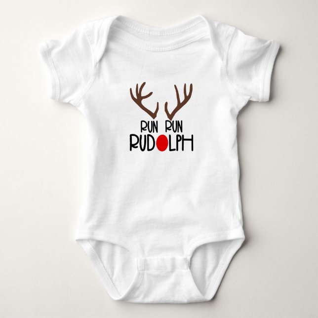 Run Run Rudolph  Baby Bodysuit (Front)