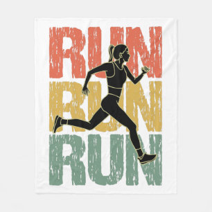 Run Run Run - Vintage Runner Girl Fleece Blanket