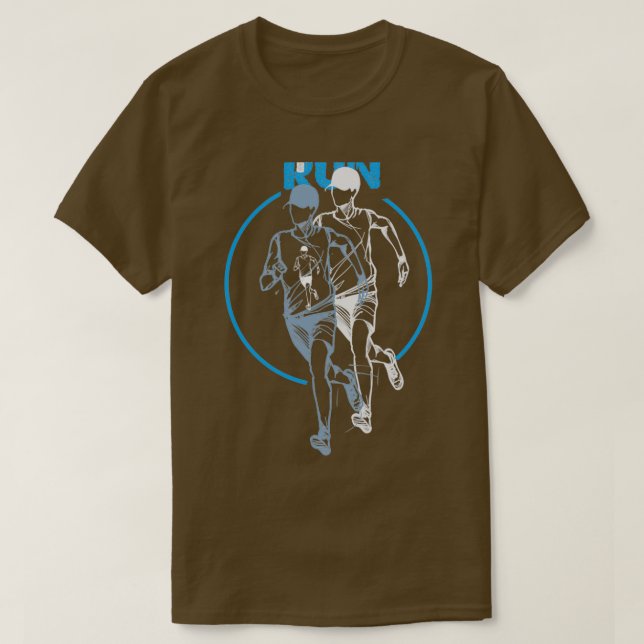 Run Running Triathlon Training Dark Blue T-Shirt (Design Front)