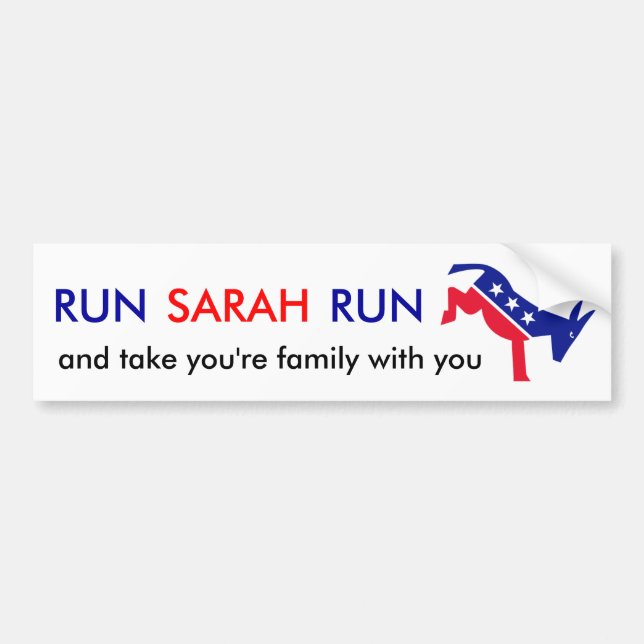 Run Sarah Run Bumper Sticker (Front)