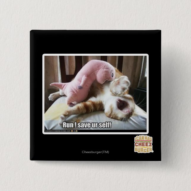 Run! Save ur self! 15 Cm Square Badge (Front)