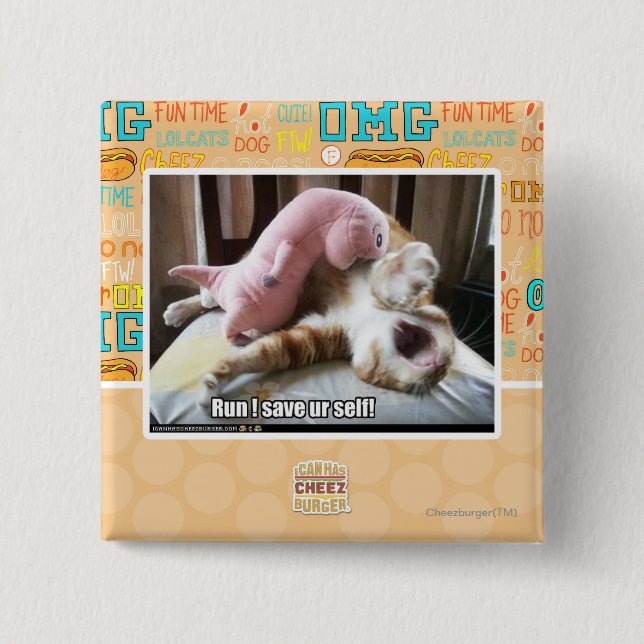 Run! Save ur self! 15 Cm Square Badge (Front)