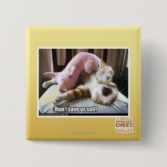 Run! Save ur self! 15 Cm Square Badge (Front)