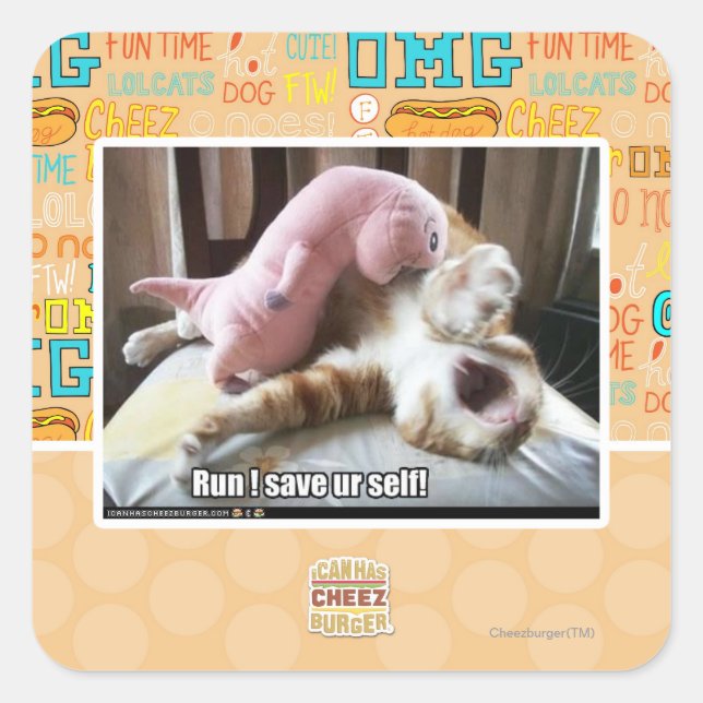 Run! Save ur self! Square Sticker (Front)