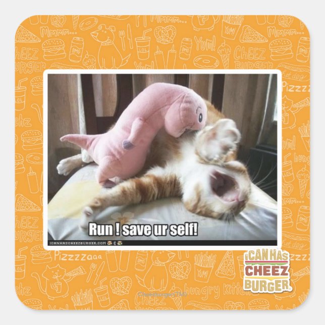 Run! Save ur self! Square Sticker (Front)