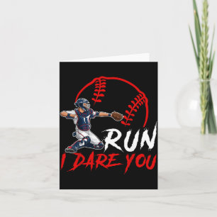 Run Steal Dare Humour Baseball Catcher Vintage Card