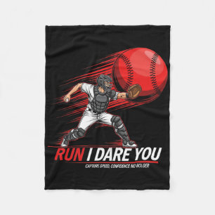 Run Steal I Dare You Sell Softll Catcher Sports Fa Fleece Blanket