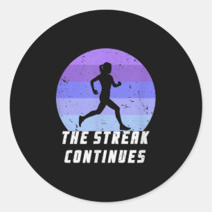 Run Streak 365 Running Daily Runner Silhouette Mot Classic Round Sticker