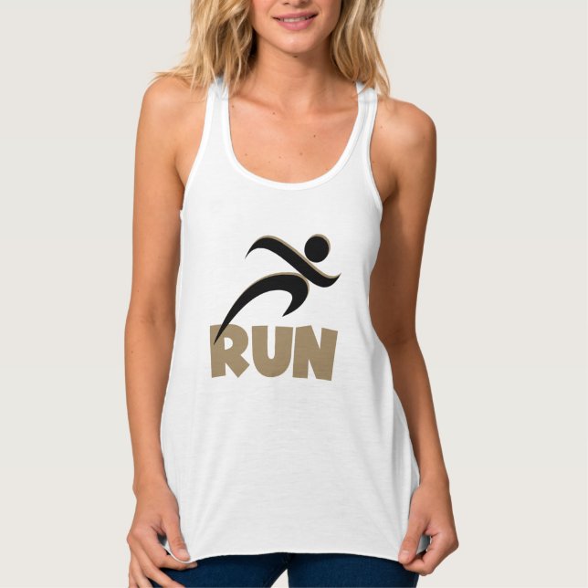 RUN Tan Fitness Running Singlet (Front)