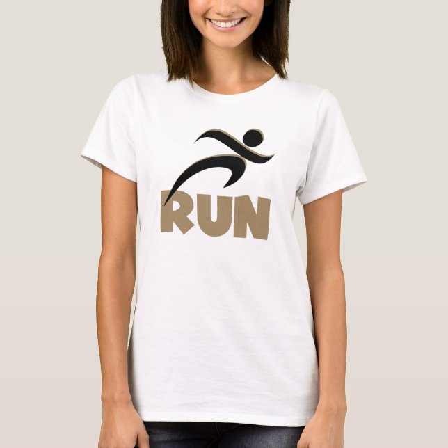 RUN Tan Fitness Running T-Shirt (Front)