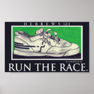 run the race cross running shoe poster