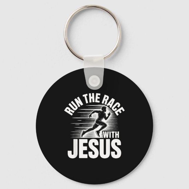 Run The Race With Jesus Motivational Quote  Key Ring (Front)