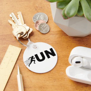 RUN Typography Running Design Minimalist Runner Key Ring