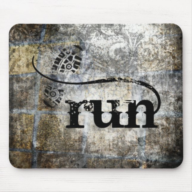 Run w/Shoe Grunge by Vetro Jewellery & Designs Mouse Pad (Front)