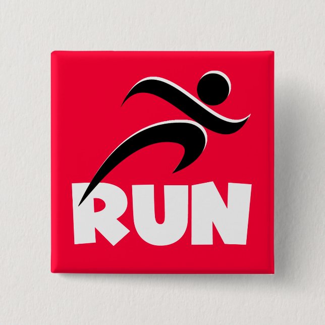 RUN White 15 Cm Square Badge (Front)